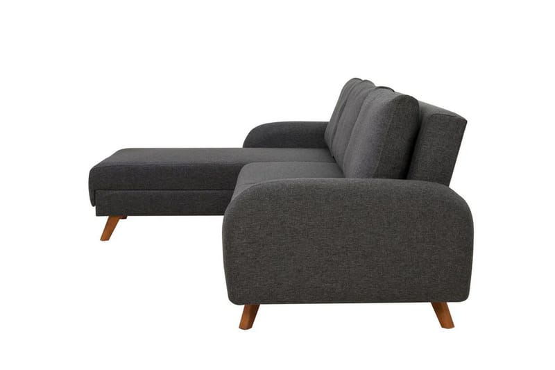 Malkiat 4-seter Høyre L-formet Hjørnesovesofa 125x260 cm med Oppbevaring i Stoff - Grå - Møbler - Sofaer - Sovesofaer