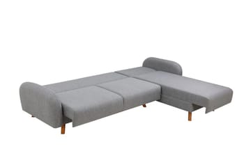Malkiat 4-seter Høyre L-formet Hjørnesovesofa 125x260 cm med Oppbevaring i Stoff - Grå - Møbler - Sofaer - Sovesofaer