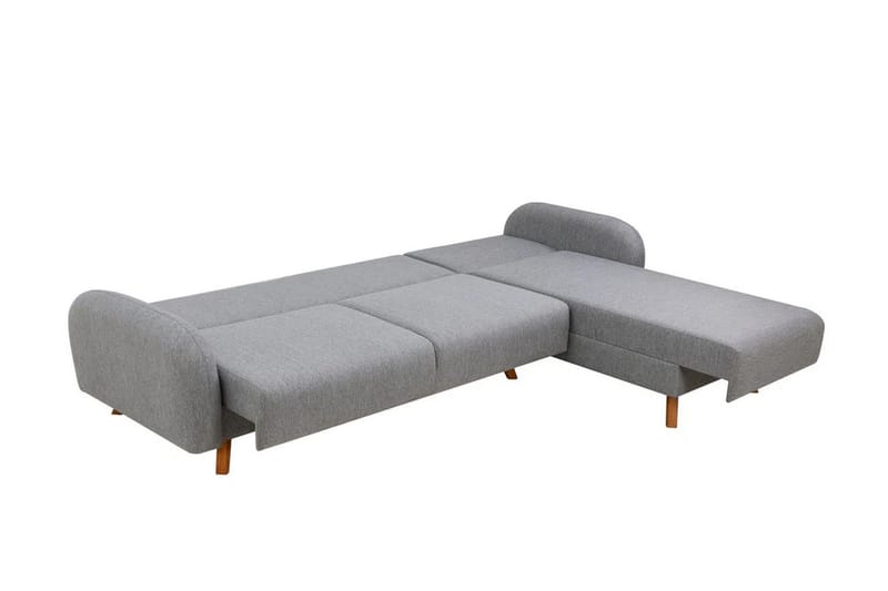 Malkiat 4-seter Høyre L-formet Hjørnesovesofa 125x260 cm med Oppbevaring i Stoff - Grå - Møbler - Sofaer - Sovesofaer