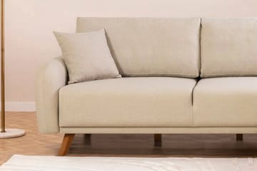 Malkiat 4-seter Høyre L-formet Hjørnesovesofa 125x260 cm med Oppbevaring i Stoff - Hvit - Møbler - Sofaer - Sovesofaer