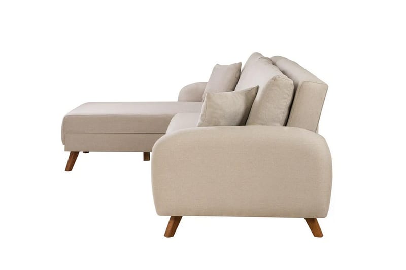 Malkiat 4-seter Høyre L-formet Hjørnesovesofa 125x260 cm med Oppbevaring i Stoff - Hvit - Møbler - Sofaer - Sovesofaer