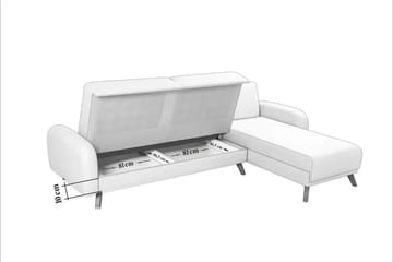 Malkiat 4-seter Høyre L-formet Hjørnesovesofa 125x260 cm med Oppbevaring i Stoff - Hvit - Møbler - Sofaer - Sovesofaer
