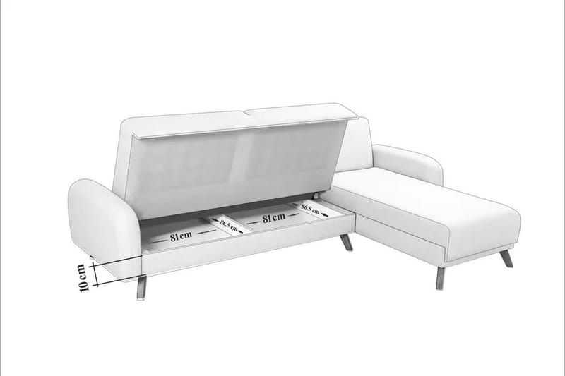 Malkiat 4-seter Høyre L-formet Hjørnesovesofa 125x260 cm med Oppbevaring i Stoff - Hvit - Møbler - Sofaer - Sovesofaer