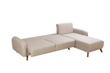 Malkiat 4-seter Høyre L-formet Hjørnesovesofa 125x260 cm med Oppbevaring i Stoff - Hvit - Møbler - Sofaer - Sovesofaer