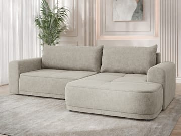 Malor 3-seters sovesofa med sjeselong, høyrevendt - beige - Møbler - Sofaer - Sovesofaer