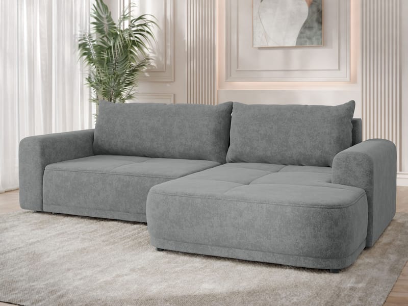 Malor 3-seters sovesofa med sjeselong, høyrevendt - grå - Møbler - Sofaer - Sovesofaer