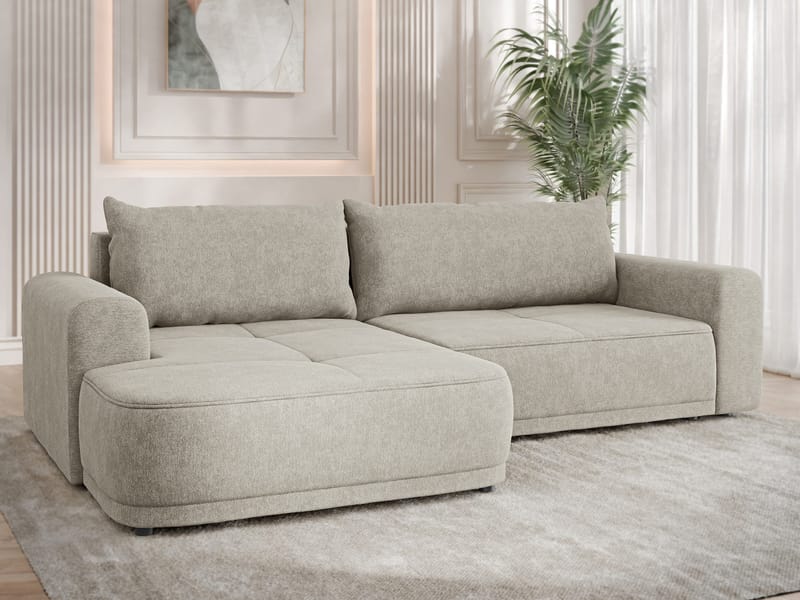 Malor 3-seters sovesofa med sjeselong, venstrevendt - beige - Møbler - Sofaer - Sovesofaer