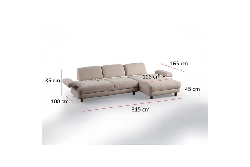 Mami Sovesofa med Divan 4-sits - Krem - Møbler - Sofaer - Sovesofaer