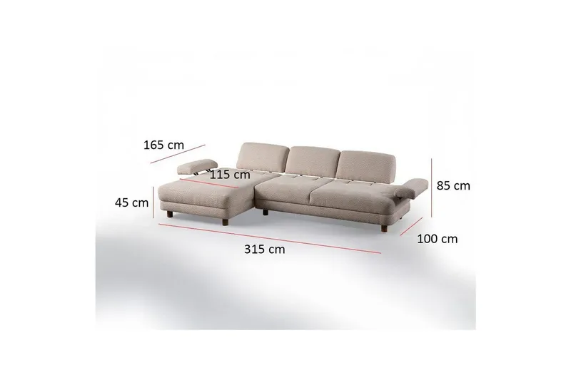 Mami Sovesofa med Divan 4-sits - Krem - Møbler - Sofaer - Sovesofaer