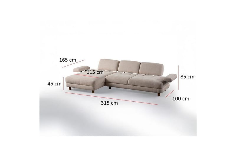 Mami Sovesofa med Divan 4-sits - Krem - Møbler - Sofaer - Sovesofaer