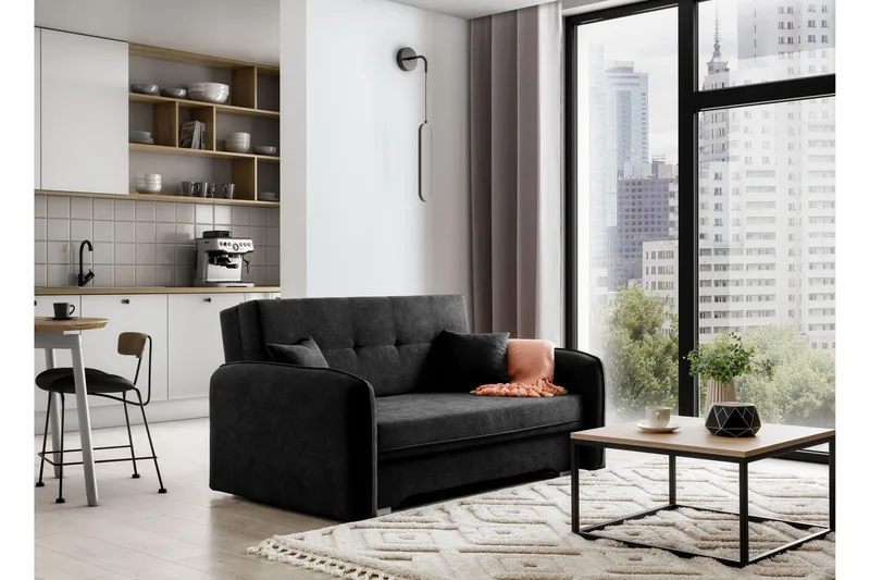 Manita Sovesofa med Oppbevaring 2-seter - Svart - Møbler - Sofaer - Sovesofaer