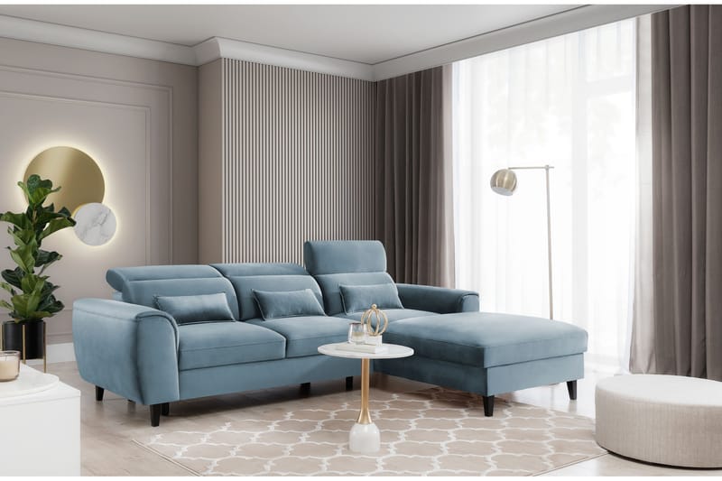 Manni 3-seters Sovesofa m. Divan med Oppbevaring - Blå - Møbler - Sofaer - Sovesofaer