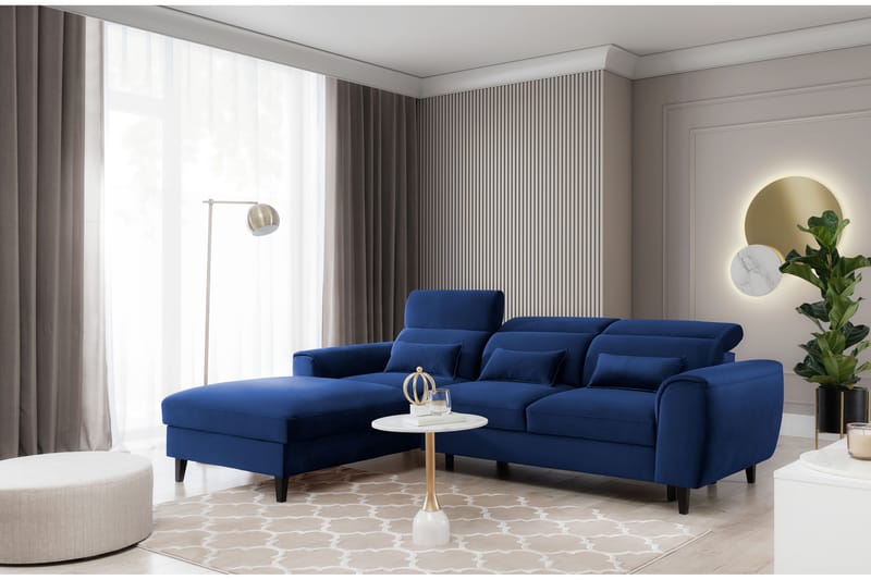 Manni 3-seters Sovesofa m. Divan med Oppbevaring - Blå - Møbler - Sofaer - Sovesofaer