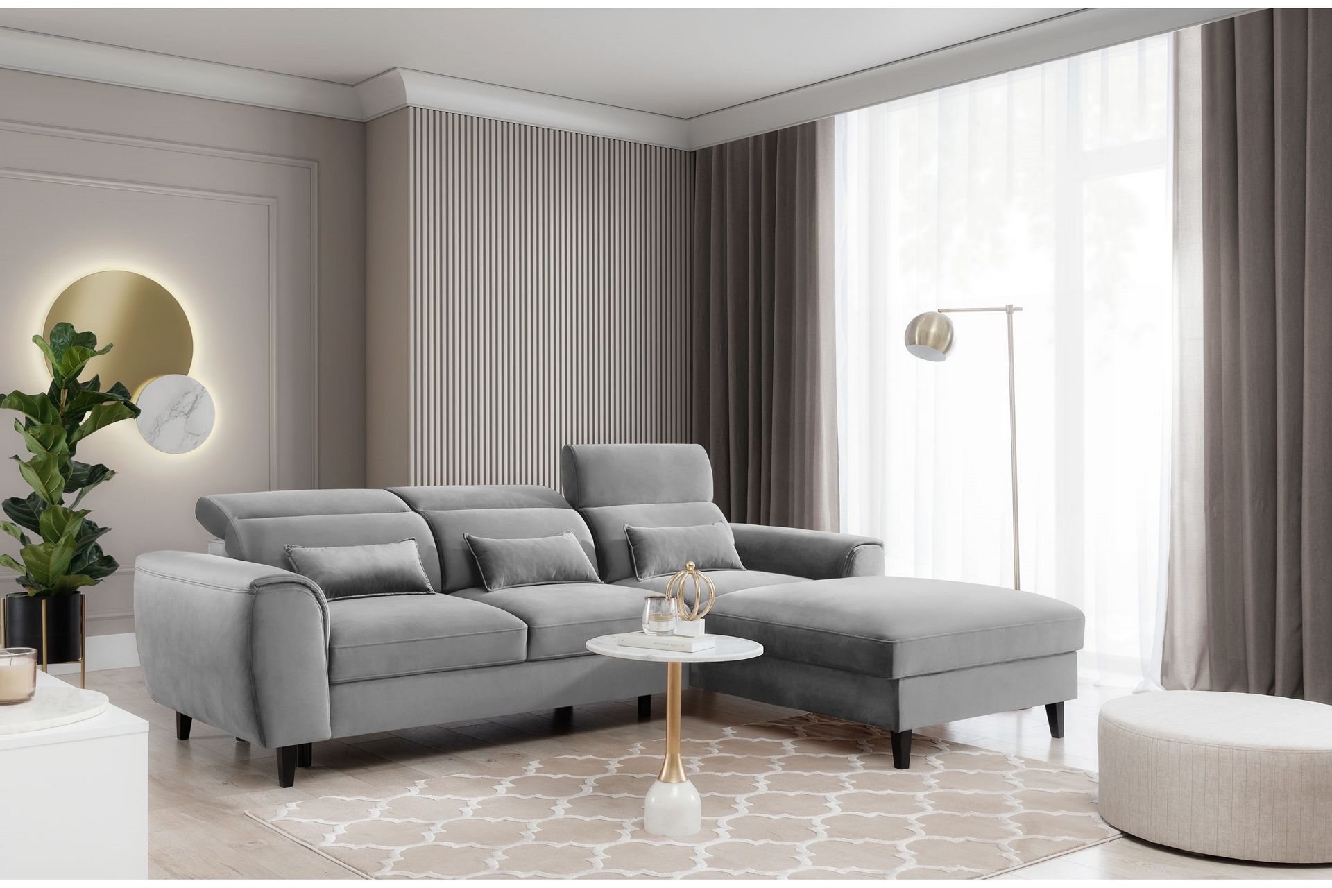 Manni 3-seters Sovesofa m. Divan med Oppbevaring - Grå - Møbler - Sofaer - Sovesofaer