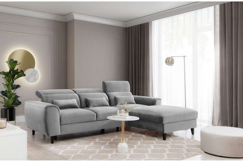 Manni 3-seters Sovesofa m. Divan med Oppbevaring - Grå - Møbler - Sofaer - Sovesofaer