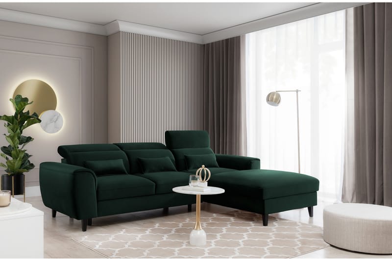 Manni 3-seters Sovesofa m. Divan med Oppbevaring - Grønn - Møbler - Sofaer - Sovesofaer