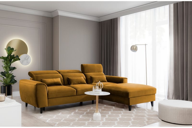 Manni 3-seters Sovesofa m. Divan med Oppbevaring - Gul - Møbler - Sofaer - Sovesofaer