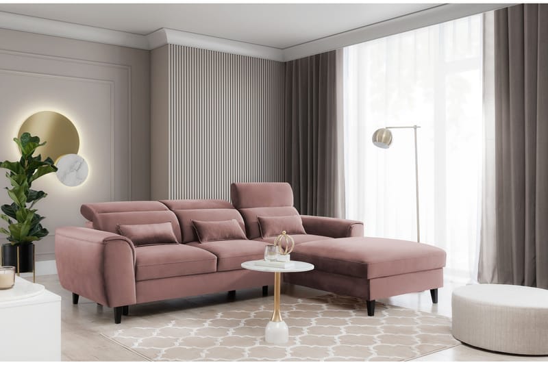 Manni 3-seters Sovesofa m. Divan med Oppbevaring - Rosa - Sovesofaer - Sovesofa divan