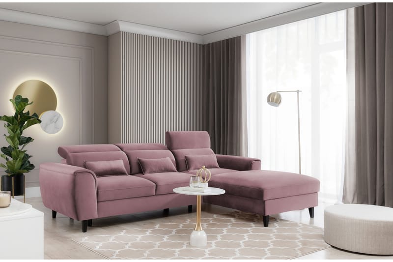 Manni 3-seters Sovesofa m. Divan med Oppbevaring - Rosa - Sovesofaer - Sovesofa divan