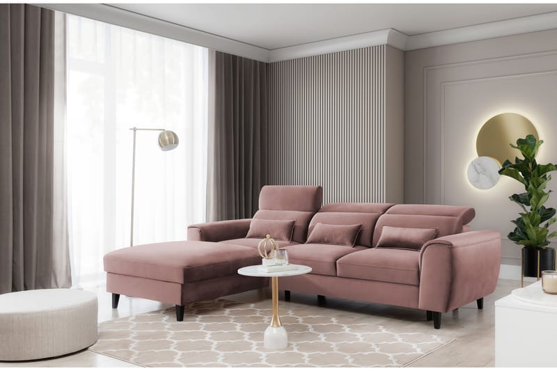 Manni 3-seters Sovesofa m. Divan med Oppbevaring - Rosa - Sovesofaer - Sovesofa divan