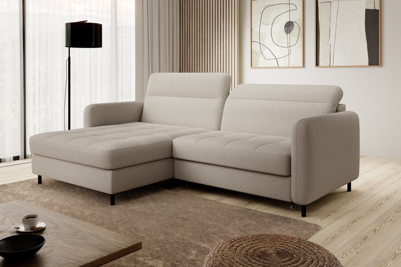 Manoti 3-seters Sovesofa m. Divan med Oppbevaring - Beige - Sovesofaer - Sovesofa divan