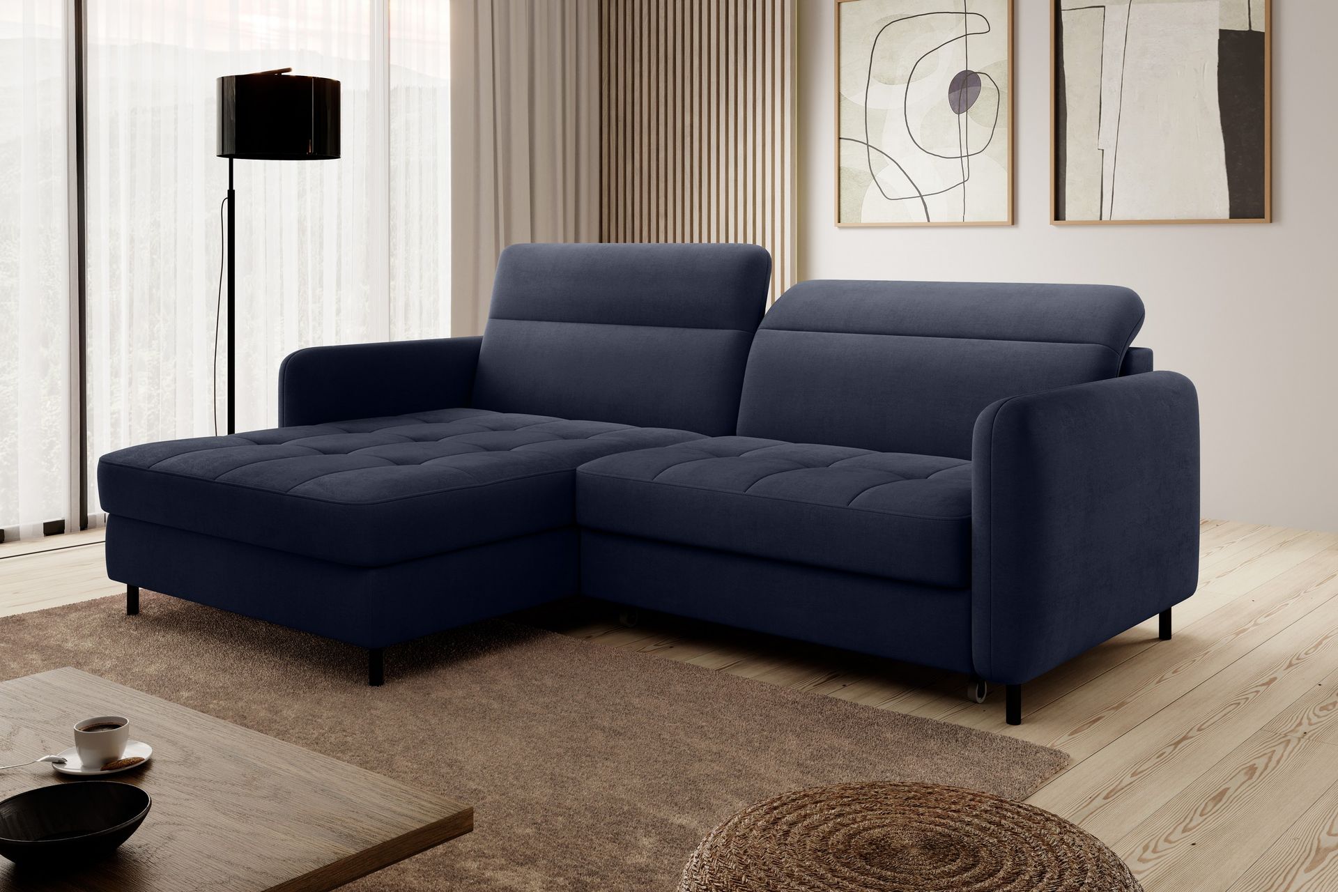 Manoti 3-seters Sovesofa m. Divan med Oppbevaring - Blå - Møbler - Sofaer - Sovesofaer