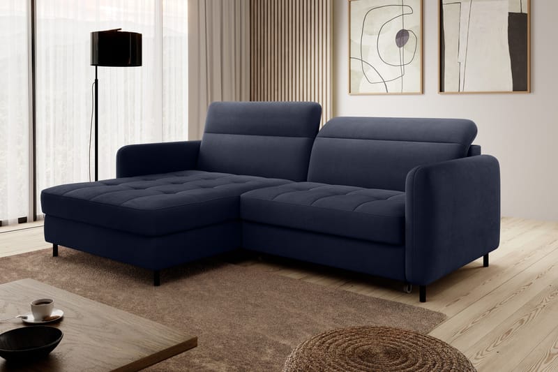 Manoti 3-seters Sovesofa m. Divan med Oppbevaring - Blå - Møbler - Sofaer - Sovesofaer