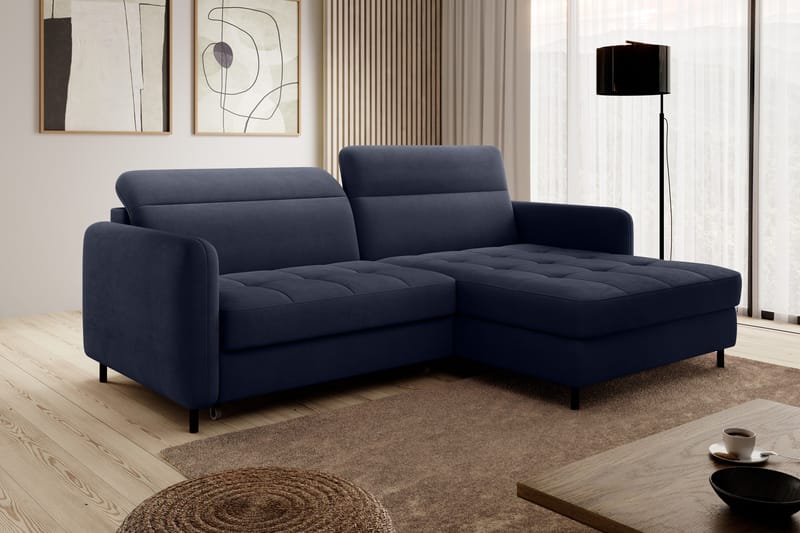 Manoti 3-seters Sovesofa m. Divan med Oppbevaring - Blå - Møbler - Sofaer - Sovesofaer