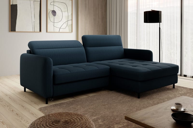 Manoti 3-seters Sovesofa m. Divan med Oppbevaring - Blå - Møbler - Sofaer - Sovesofaer