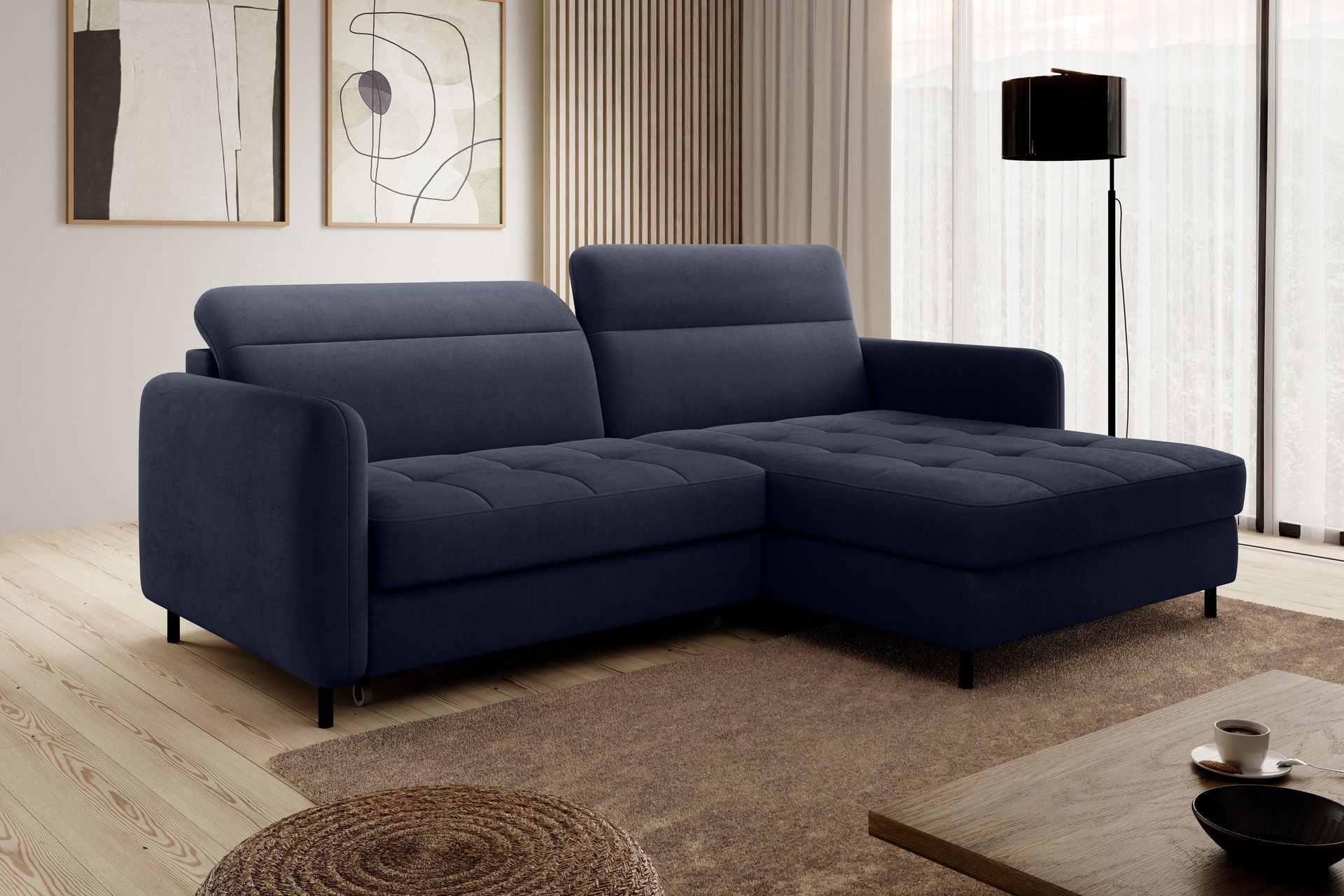 Manoti 3-seters Sovesofa m. Divan med Oppbevaring - Blå