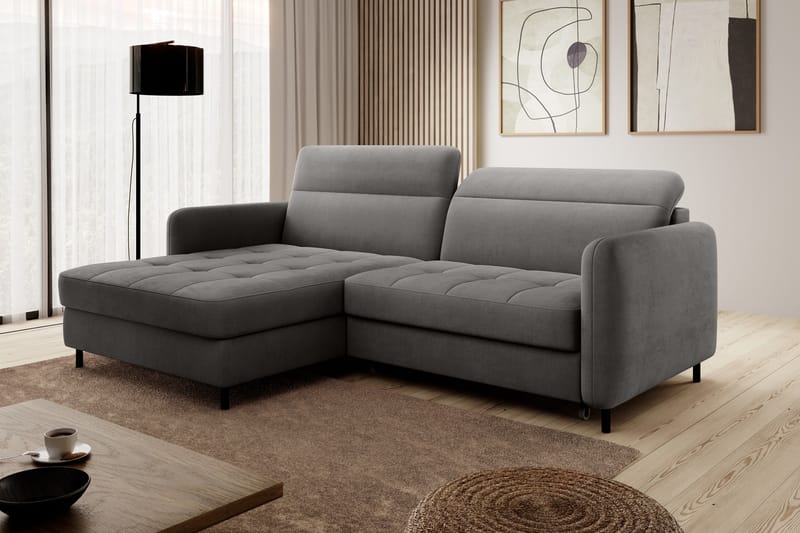 Manoti 3-seters Sovesofa m. Divan med Oppbevaring - Grå - Møbler - Sofaer - Sovesofaer