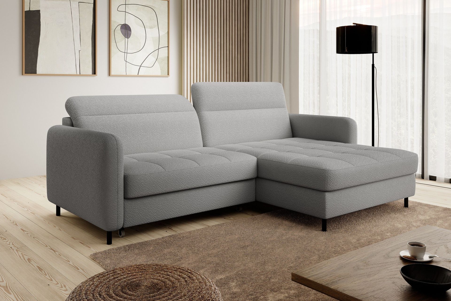 Manoti 3-seters Sovesofa m. Divan med Oppbevaring - Grå