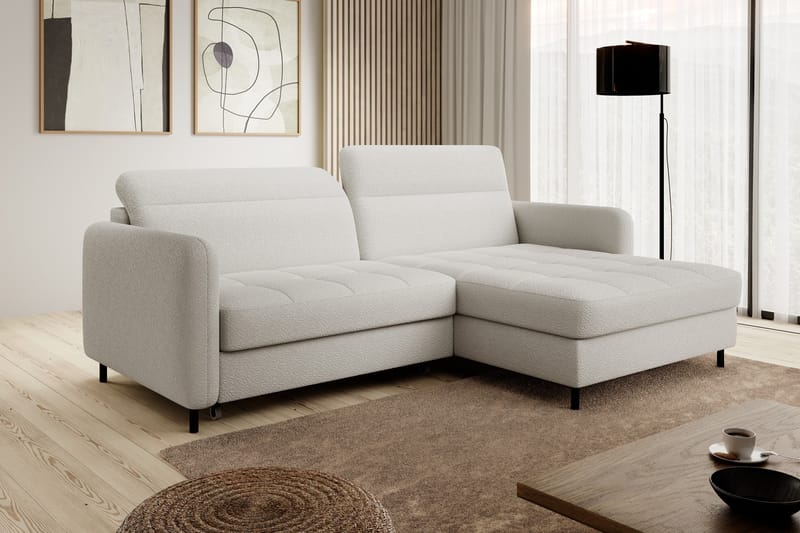Manoti 3-seters Sovesofa m. Divan med Oppbevaring - Hvit - Møbler - Sofaer - Sovesofaer