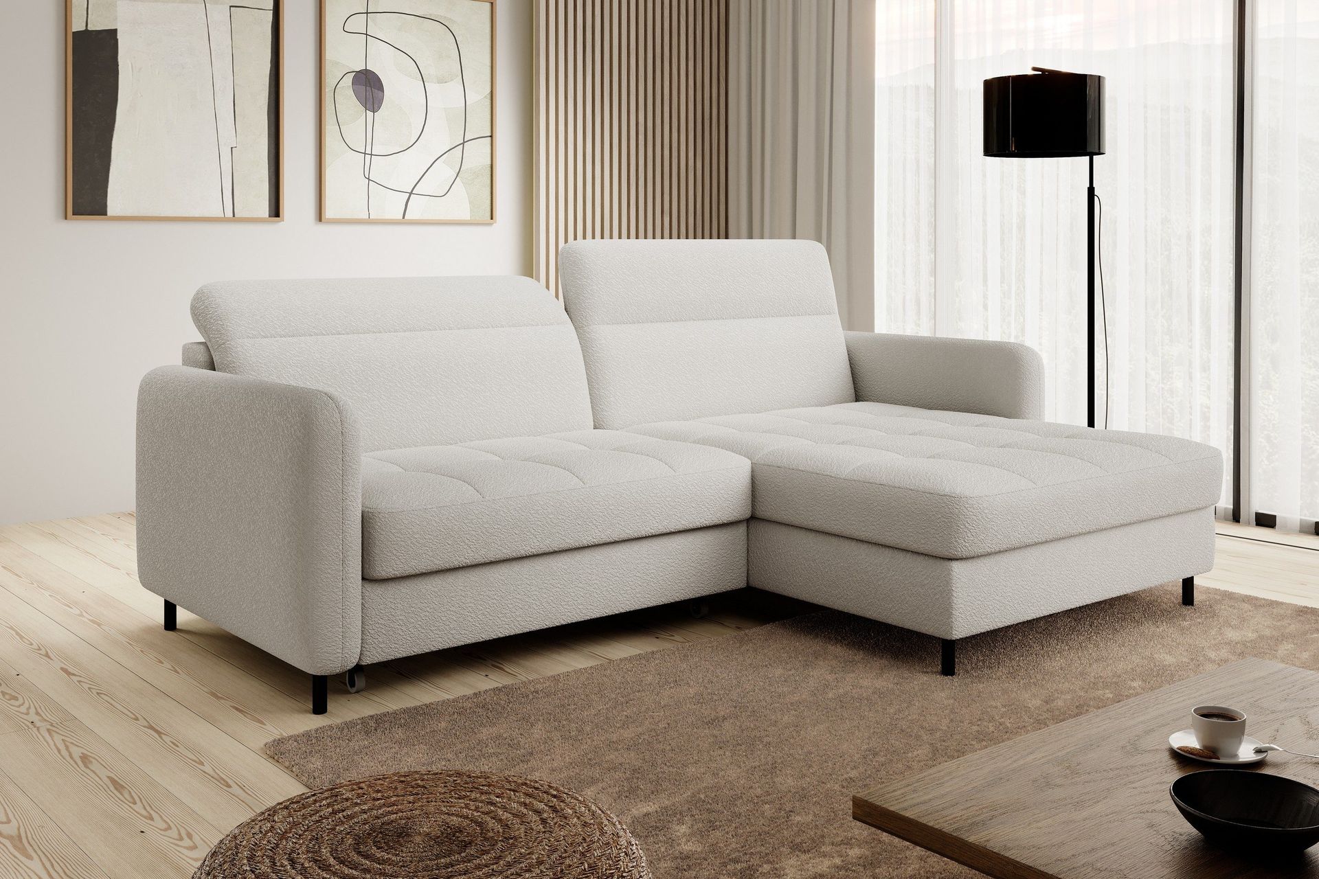 Manoti 3-seters Sovesofa m. Divan med Oppbevaring - Hvit
