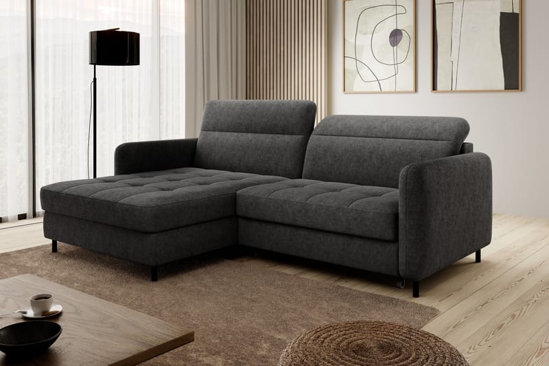 Manoti 3-seters Sovesofa m. Divan med Oppbevaring - Mørkegrå - Møbler - Sofaer - Sovesofaer