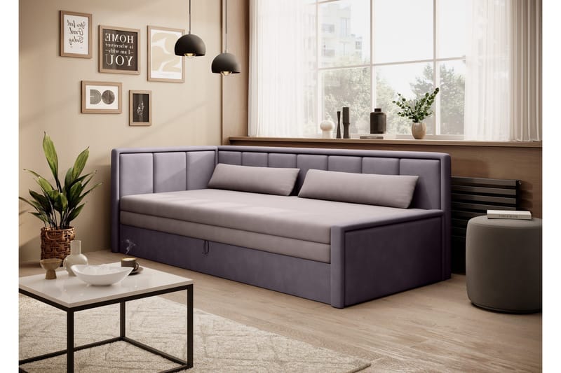 Mansuri 3-seters Sovesofa med Oppbevaring, Lilla