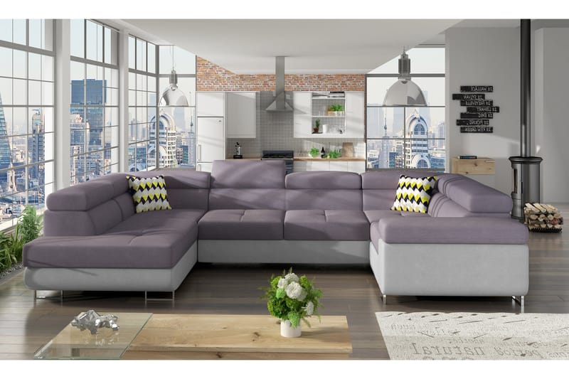 Marcelle Hjørnesovesofa - Lilla/Grå - Møbler - Sofaer - Sovesofaer