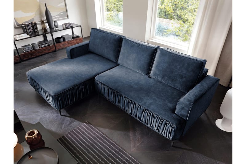Marisana Sovesofa Med 3-Seters Divan - Blå - Møbler - Sofaer - Sovesofaer