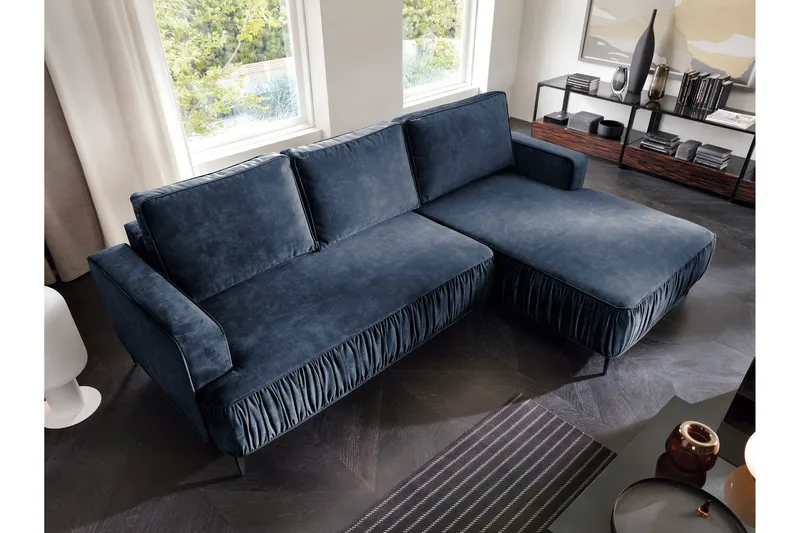 Marisana Sovesofa Med 3-Seters Divan - Blå - Møbler - Sofaer - Sovesofaer