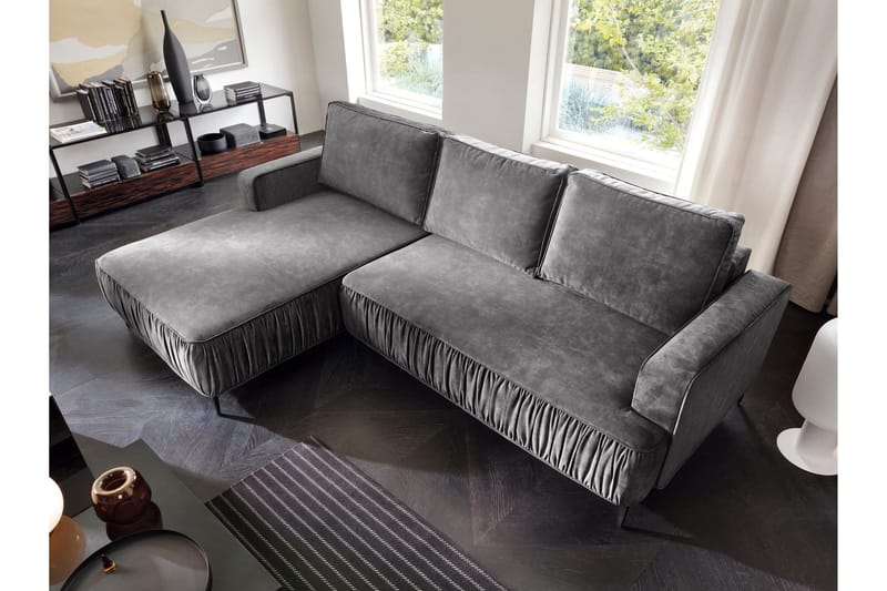 Marisana Sovesofa Med 3-Seters Divan - Grå - Møbler - Sofaer - Sovesofaer