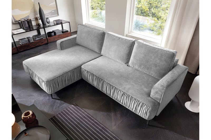 Marisana Sovesofa Med 3-Seters Divan - Grå - Møbler - Sofaer - Sovesofaer