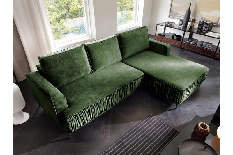 Marisana Sovesofa Med 3-Seters Divan - Grønn - Møbler - Sofaer - Sovesofaer