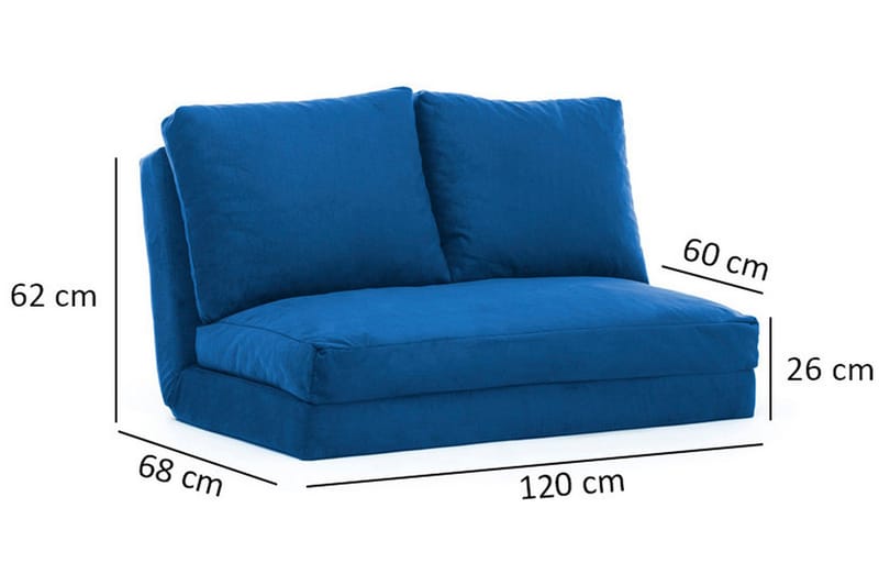 Maydena Sovesofa 2-seters 120x185 - Blå - Sovesofaer - 2 seters sovesofa