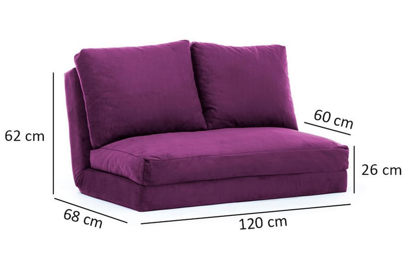 Maydena Sovesofa 2-seters 120x185 - Lilla - Sovesofaer - 2 seters sovesofa