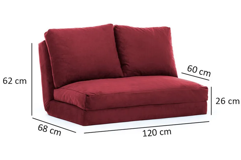 Maydena Sovesofa 2-seters 120x185 - Maroon - Møbler - Sofaer - Sovesofaer