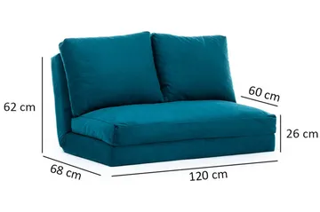 Maydena Sovesofa 2-seters 120x185 - Turkis - Møbler - Sofaer - Sovesofaer