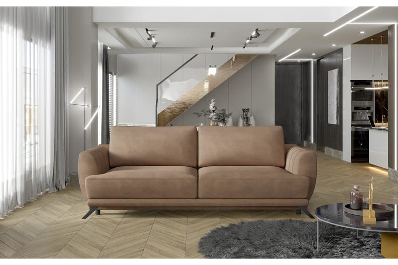 Megis 3-sits Sovesofa - Lysebrun - Møbler - Sofaer - Sovesofaer