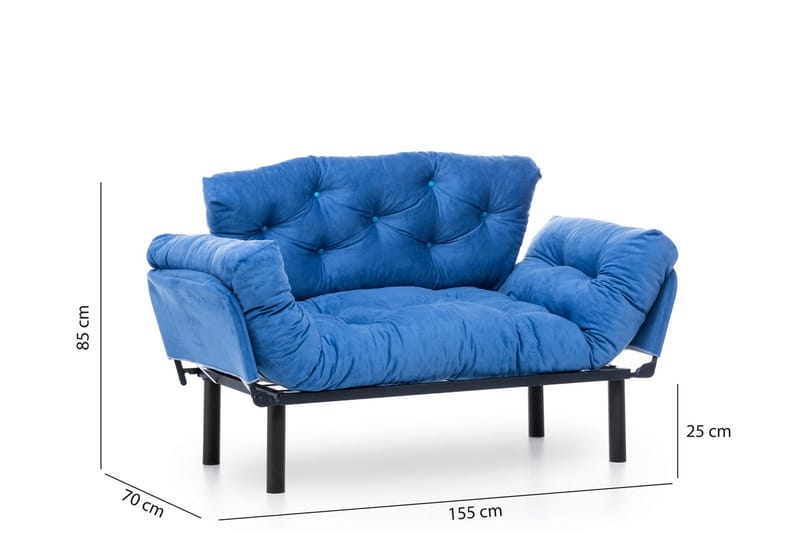 Mezonzo 2-seter Rektangulær Foldbar Sovesofa 70x190 cm i Stoff - Blå - Møbler - Sofaer - Sovesofaer