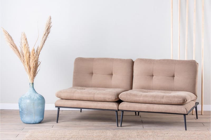 Mezonzo 3-seter Rektangulær Knappet Sovesofa i Fløyel med Metallben - Brun - Møbler - Sofaer - Sovesofaer