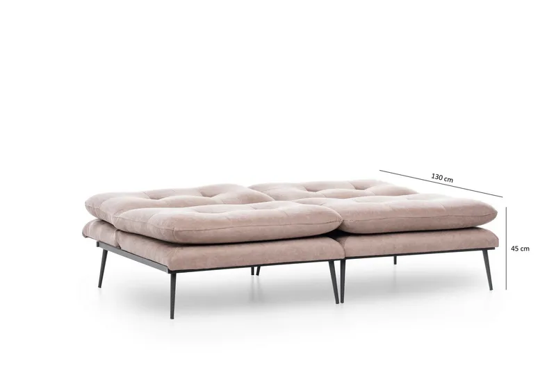 Mezonzo 3-seter Rektangulær Knappet Sovesofa i Fløyel med Metallben - Brun - Møbler - Sofaer - Sovesofaer